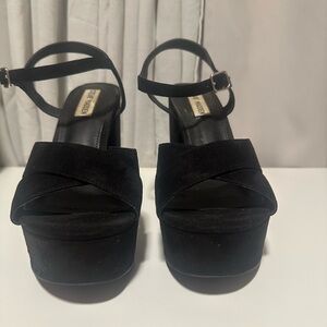 Steve Madden Suede Black Platform Shoes with Chunky Sole